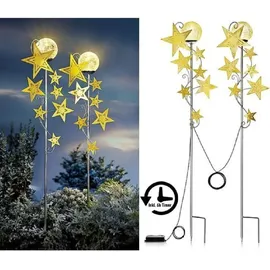 luna24 LED Gartenleuchte LED Gartenstecker Sternenzauber 2er Set inkl. 6h Timer, batteriebetrieben!