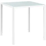 MODFU Esstisch quadratisch 75x75x75 cm aus Hartglas mit Metallrahmen für 4 Personen Weiß platzsparend stabil pflegeleicht für Küche Esszimmer