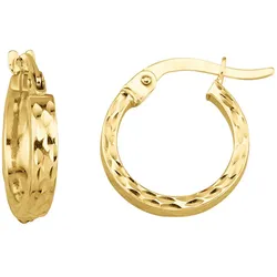 Paar Creolen "375 Gelbgold glanz diamantiert", gelb, FASCINATION BY ELLEN K., Ohrringe, Damen, ONE-SIZE, Gold