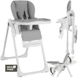 Tectake Hochstuhl Kinderstuhl Sophia, klappbar, höhenverstellbar, 5-Punkt-Gurt (Set, 1 St), Rückenlehne, Fußstütze und Tisch in 3 Stufen verstellbar weiß