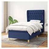 Lattenrost mit Matratze, Blau, 90 x 190 cm, Stoff, Plattformbett, mit Lattenhalter, einfache Montage, für Schlafzimmer, Erwachsene