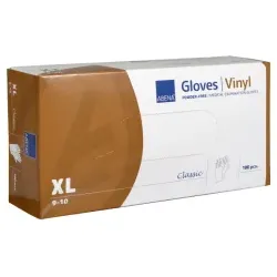 ABENA® Classic Vinyl-Handschuhe, transparent 4430 , 1 Karton = 10 Packungen à 100 Stück, Größe XL