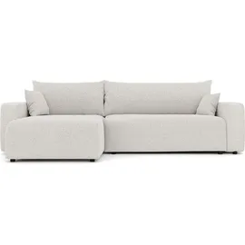 idohome Ecksofa 3-Sitzer mit Schlaffunktion und Bettkasten Beige