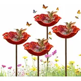 Bienentränke für den Garten, 65 cm Metall-Blumen-Gartenstecker Vogeltränke, Insektentränke für Bienen und Schmetterlinge, Futterschale – für den Rasen (4pcs)