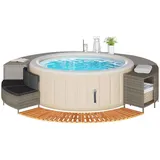 ChicAbode Whirlpool-Umrandung Grau Poly Rattan und Massivholz Akazie