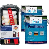 Plid Plid, Künstlerfarbe + Bastelfarbe, Poolfarbe, Poolblau Set 5l, für ca. 50m2, Schwimmbeckenfarbe Unterwasserfarbe- Anstreichset