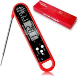 Fleischthermometer Grillthermometer Bratenthermometer Küchenthermometer Schnelles und Genaues Digitalthermometer mit Zusätzlicher 102cm-Sonde, Thermometerkocher für Milch, Fleisch,Grillen und mehr