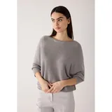 More & More Rundhalspullover Fledermauspullover mit Glanzeffekt Grau 46