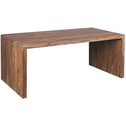 KADIMA DESIGN Schreibtisch TEKO: Massivholz Sheesham, 160x80 cm, Stauraum, abgerundete Ecken, stabil.