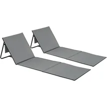 Tectake tectake® 2er Set Strandmatte, stufenlos verstellbare Rückenlehne, pulverbeschichtetes Stahlgestell, ultraleicht, inkl. Aufbewahrungstasche