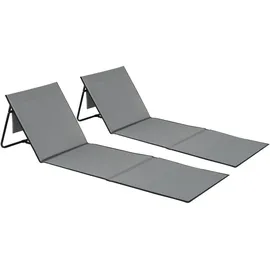 Tectake tectake® 2er Set Strandmatte, stufenlos verstellbare Rückenlehne, pulverbeschichtetes Stahlgestell, ultraleicht, inkl. Aufbewahrungstasche