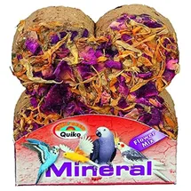Quiko Mineral-Flower Mix Stein für Vögel 90g - Futterergänzender Pickstein auf Lehmbasis mit Blüten und Getreide