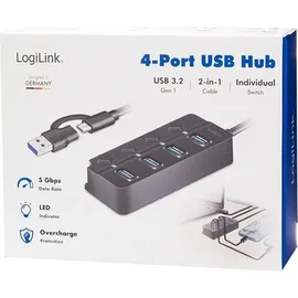 Logilink UA0419 USB 3.2 Gen 1-Hub (USB 3.0) Schwarz