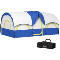 Outsunny Tunnelzelt, Campingzelt für 6 Personen mit 3 Raum,