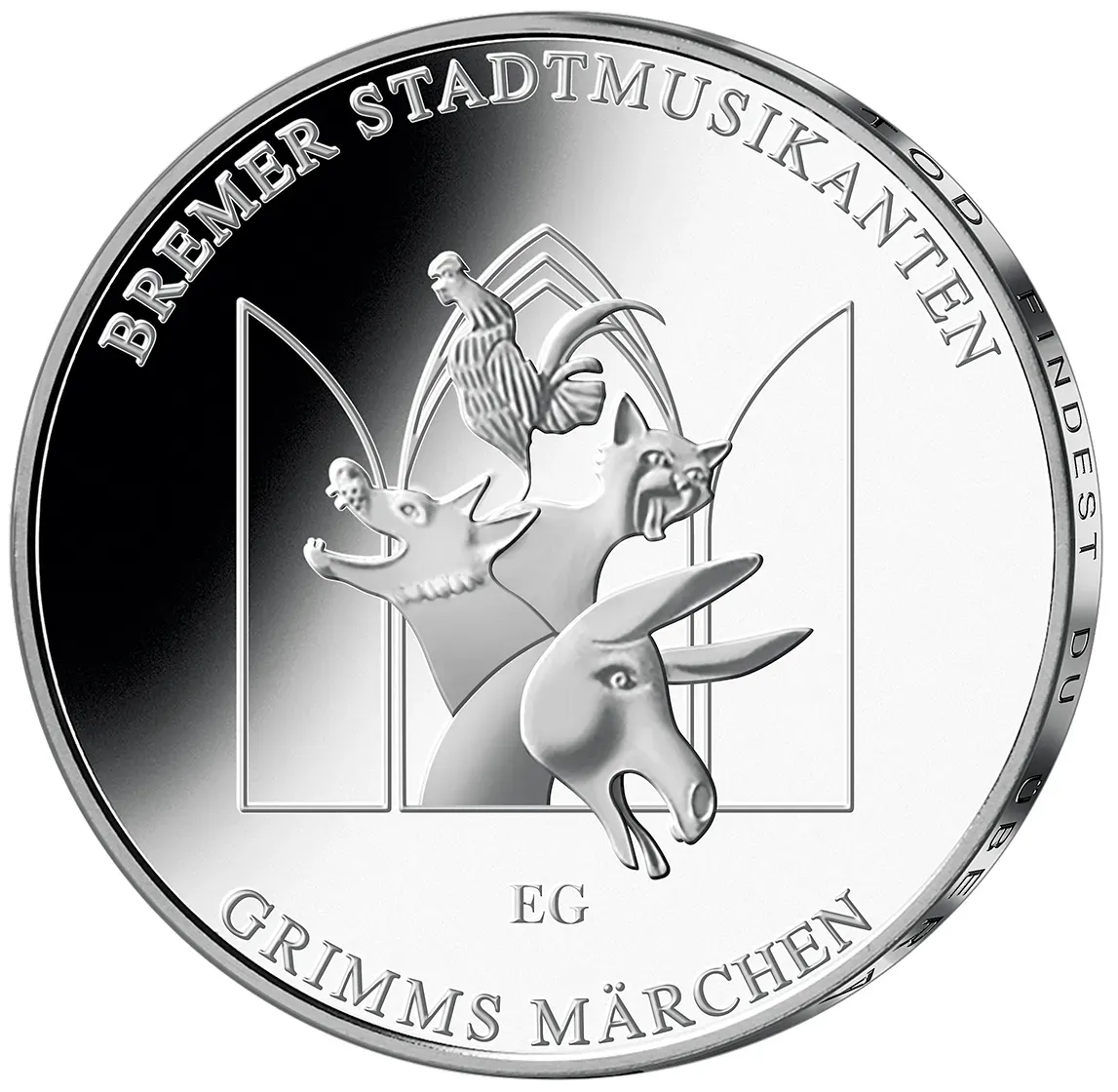 20-Euro-Silber-Gedenkmünze 2017 'Grimms Märchen: Bremer Stadtmusikanten' – Polierte Platte