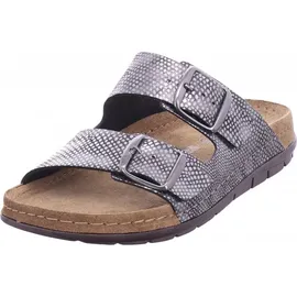 ROHDE Damen Pantolette gemusterter Zweiriemer mit Schnalle Rodigo-D 5872, Größe:39 EU, Farbe:Grau - 39