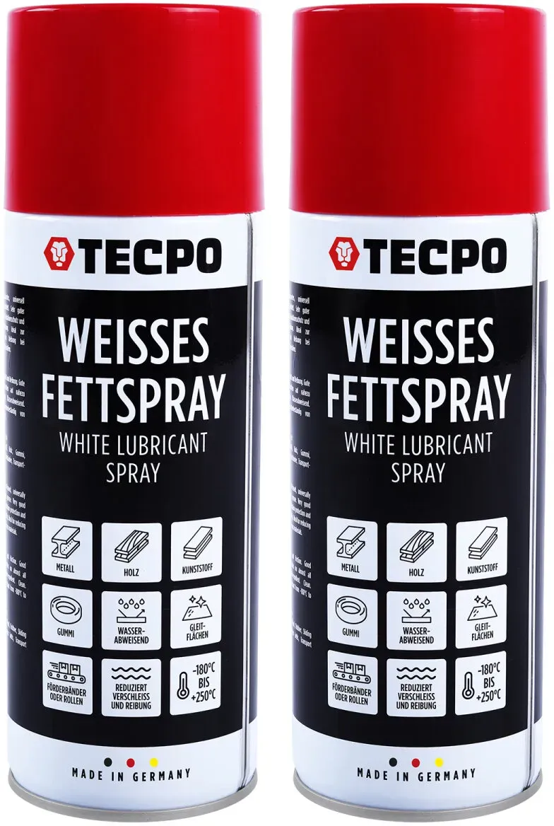 TECPO Weisses Fettspray Sprühfett White Grease 2x 400 ml...