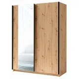Feldmann-Wohnen Schwebetürenschrank Gozo 180 x 198 x 62 cm Braun/Schwarz