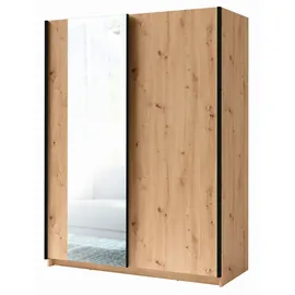 Feldmann-Wohnen Schwebetürenschrank Gozo 180 x 198 x 62 cm Braun/Schwarz