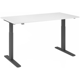 Hammerbacher XMKA16 elektrisch höhenverstellbarer Schreibtisch weiß rechteckig, C-Fuß-Gestell grau 160,0 x 80,0 cm