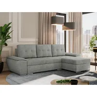 MKS MEBLE Sofa mit Schlaffunktion - Ecksofa mit Schlaffunktion und Bettkasten - Sofa 3 Sitzer - Schlafsofa - Couch - Schlafsofa mit Bettkasten - Um... - Grau