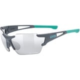 Uvex sportstyle 803 race V small - Sportbrille für Damen und Herren - selbsttönend & verspiegelt - beschlagfrei - grey matt/smoke - one size