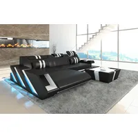 Sofa Dreams Ecksofa Ledersofa Apollonia L Form Leder Sofa Ledercouch, Couch, mit LED, wahlweise mit Bettfunktion als Schlafsofa, Designersofa schwarz