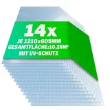 casa pura | Gewächshausplatten 14x | 60,5 x 121 cm - | Polycarbonat (PC) | Hohlkammerplatte - Doppelstegplatte (Transparent, 6 mm)