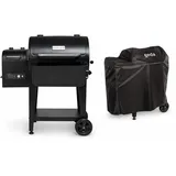 GEDA Grill Pelletsmoker 'Odin' 80°C - 265°C, Pelletgrill mit Direkt Feuer, Räucherofen inkl. Fleischsonde, ausklappbare Ablage, Smoker elektrisch ('ODIN 65', Controller Plus mit Wlan + Abdeckhaube)