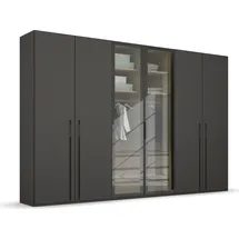 Rauch Drehtürenschrank RAUCH "Kleiderschrank Schrank Garderobe SKAT SHINE mit hochwertigem", grau (graphit), B:301cm H:235cm T:63cm, Holzwerkstoff, Schränke, Drehtürenschrank, transparentem Grauglas inkl. umfangreichem Zubehör MADE IN GERMANY