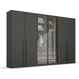Rauch Drehtürenschrank RAUCH "Kleiderschrank Schrank Garderobe SKAT SHINE mit hochwertigem", grau (graphit), B:301cm H:235cm T:63cm, Holzwerkstoff, Schränke, Drehtürenschrank, transparentem Grauglas inkl. umfangreichem Zubehör MADE IN GERMANY