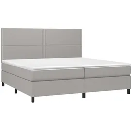 vidaXL Boxspringbett mit Matratze & LED Hellgrau 200x200 cm Stoff