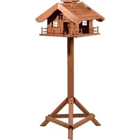Dobar dobar® Vogelfutterhaus Almhütte - XL Vogelhaus im Hüttendesign - Vogelvilla aus Massivholz - Vogelfutterstation inklusive Ständer - Großer Futterspender - 66 x 66 x 136,5 cm Braun