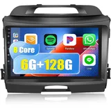 6G+128G CAMECHO Android 13 Autoradio für Kia Sportage 3 III SL 2010-2016 mit Navi Carplay Android Auto,Octa Core丨9-Zoll Bildschirm丨Autoradio mit Bluetooth RDS 32EQ DSP Mirror Link