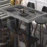 ABP | Glas Bistrotisch | B:T:H 110 x 60 x 76 cm | Schwarz / Edelstahl | Recht...