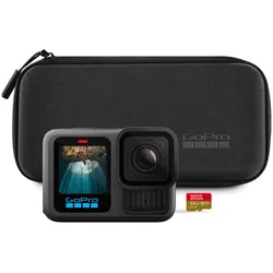 GoPro Kamera HERO13 Black - der bisher besten Kamera, inkl. SanDisk microSDKarte mit 64 GB + Transporttasche - schwarz