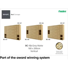 meblini Schrankbett, Eiche Artisan, Holzwerkstoff, 7-Zonen, Rechteckig, 180x200 cm, Schlafzimmer, Betten, Klappbetten