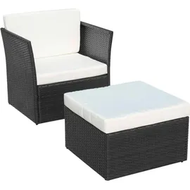 vidaXL Gartensessel mit Fußhocker schwarz