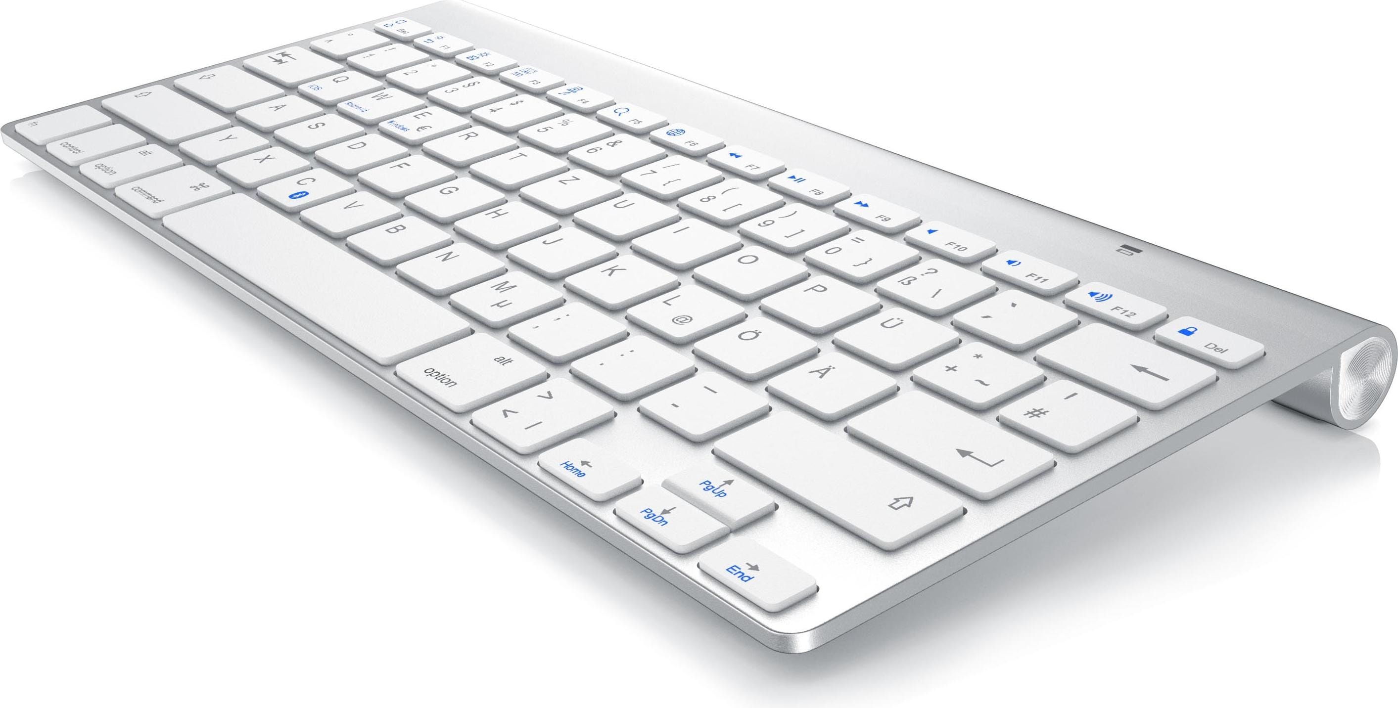 Aplic Wireless Tastatur, Bluetooth Keyboard für iOS, Android, Windows, QWERTZ Layout (DE, Kabellos), Tastatur, Silber