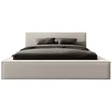 FEDVE Polsterbett Mendocino aus Bouclé-Stoff 140x200 cm, Beige - Beige