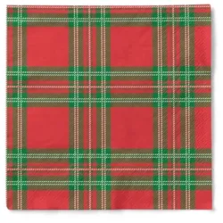 Tissue Serviette Charles, 40 x 40 cm, 3-lagig, 100 Stück - Mank - Schottenmuster Karo rot-grün