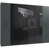 WIMEX Drehtürenschrank »Danzig«, mit Schubladen auf bequemer Höhe, mit Glastüren, schwarz - 270x208x58 cm