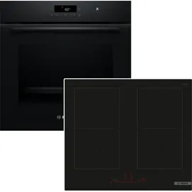 Bosch Herdset 60 cm Pyrolyse 3D-Heißluft FlexInduktion Home Connect PowerBoost A+ Schwarz