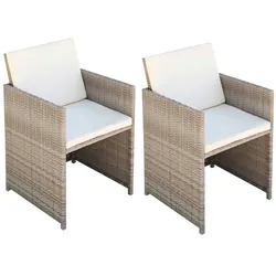 vidaXL Gartenstühle 2 Stk. mit Polstern und Kissen Poly Rattan Beige