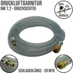 13 mm PVC Druckluft Pressluft Luft Kompressor Garnitur Schlauch Airbrush klar - ...