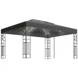 vidaXL Pavillon mit Doppeldach & LED-Lichterkette 3 x 4 m Anthrazit
