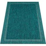 Paco Home Teppich »Roma 272«, rechteckig, 4 mm Höhe, Flachgewebe, meliert, mit dezenter Bordüre, In- und Outdoor geeignet blau