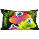PSYWORK Schwarzlicht Kissen Neon Redmoon Mushroom, 30x50cm