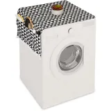 Relaxdays Waschmaschinenauflage mit Taschen, Polyester, Abdeckung Waschmaschine, Trockner, Kühlschrank, schwarz/Creme