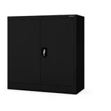 Jan Nowak Aktenschrank Metall Büroschrank abschließbar 90 cm BEATA 2 Böden Stahl (Stahl 0,6 mm Wandmontage möglich PZH-zertifiziert 93 cm) Aktenschrank 30 Ordner Schloss 2 Schlüssel kompakt 13 Farben schwarz